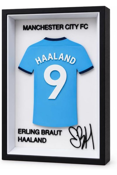 Generic Erling Haaland Manchester City No. 9 Collectible Jersey Frame, 23 x 1...