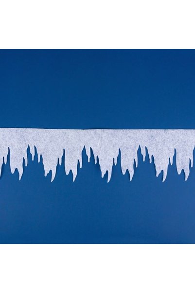 ANTBRO Banner decorativ de Crăciun, Zăpadă albă cu model de țurțuri, 5m x 16c...
