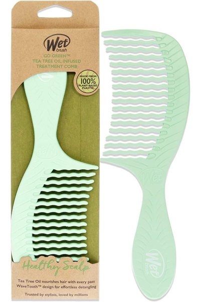Wet Brush فرشاة فك تشابك الشعر Go Green - لون وردي فاتح - شعيرات فائقة النعوم...