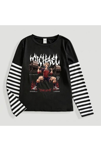 Toum Μπλουζάκι Oversize Unisex με Μανίκια και Εκτύπωση Anime BlueLock Kaiser