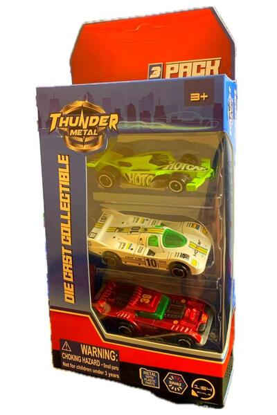 Generic Brand Set 3 mașini de curse die-cast Thunder Metal, scar