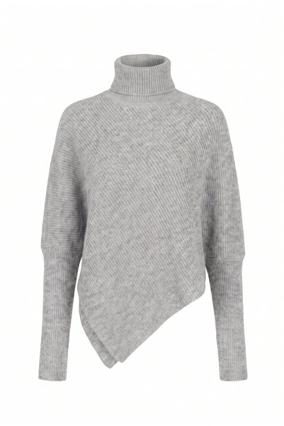 For Angels Fisherman's Collar Diagonal-Striped Sweater