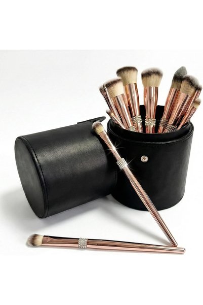 Slema Makeup Brush Holder & Makeup Brushes Set with Case - 14 Pcs Professiona...
