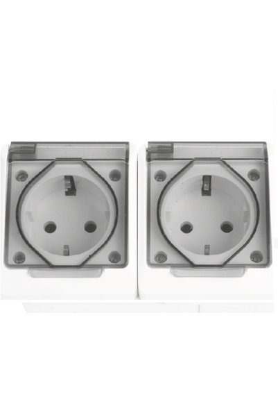 NOVELITE Priza dubla cu capac PT IP54, 16A, alb