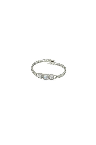 Eylül silver Brățară din argint 925 cu 3 pietre pătrate și zirconiu micro-pav...