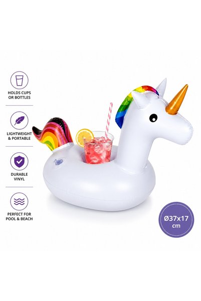 VARENTIS Suport gonflabil unicorn pentru pahare, băuturi plutitoare, vinil re...