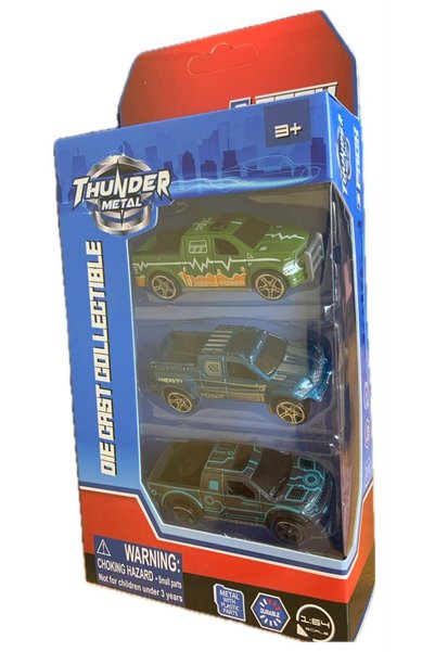 Generic Brand Set 3 camionete die-cast Thunder Metal, scară 1:64