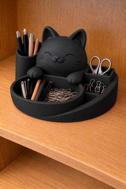 Belupa Decorative Desktop Organizer and Pencil Holder with a Cat Design