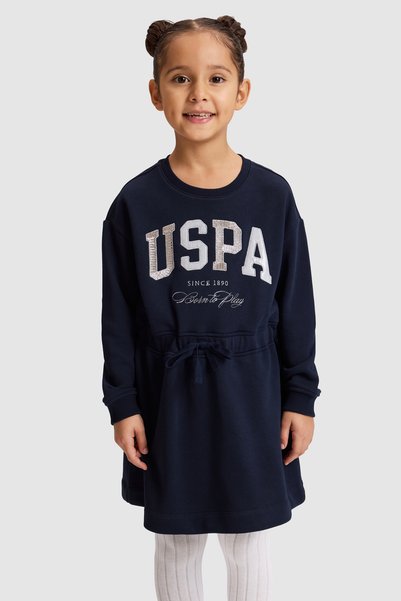 U.S. Polo Assn. فستان محبوك باللون الكحلي للفتيات، رقم الموديل: 50329977-VR033.