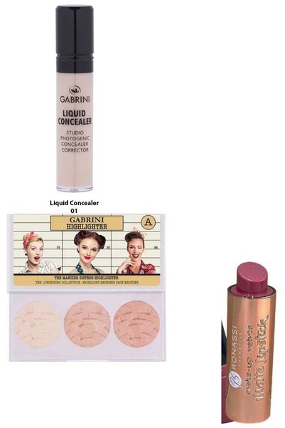 Gabrini LIQUID CONCEALER 01+GABRİNİ HIGHLIGHTER+RUJ HEDİYE