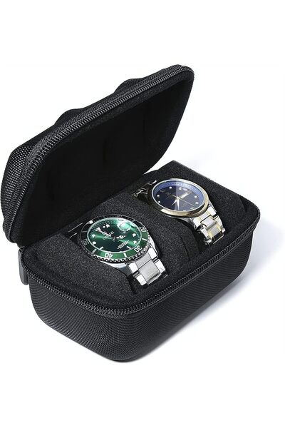 Bukela Watch Box Organizer for Men, Compact 2-Slot Portable Watch Case for Me...