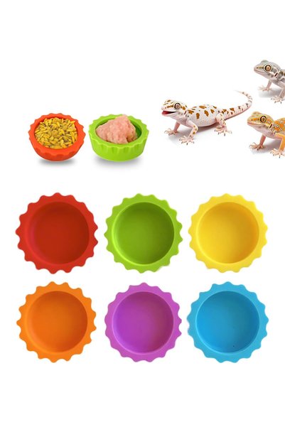AZONEE Reptile Food & Water Dishes, Crested Gecko Feeding Cups, Colorful Terr...