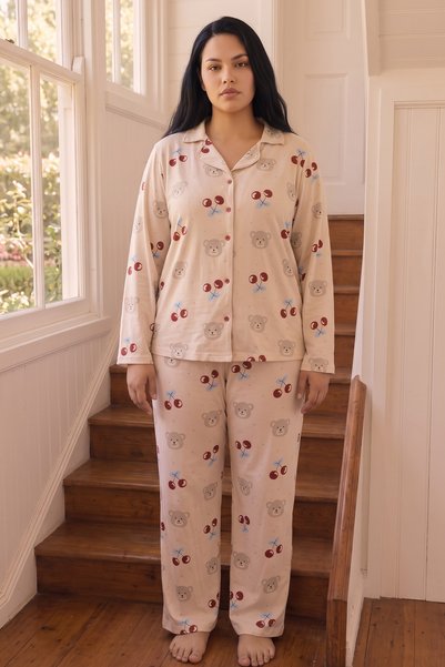 Siyah İnci Γυναικεία Πιτζάμα Plus Size Thermal "siyah inci" CHERRY
