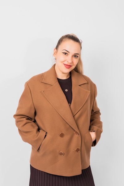 OEM Jachetă maro camel cu nasturi