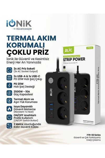 Yıldırım Korumalı ve Akım Korumalı Priz | Ionik