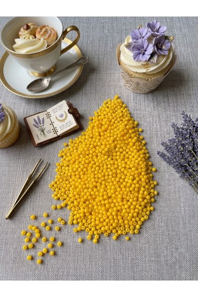 Deniz Party Store Yellow 5 mm large-hole plastic sand beads, 500 grams.