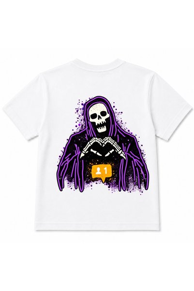 Rabona Fashion Tricou pentru copii cu schelet cu glugă mov – întuneric