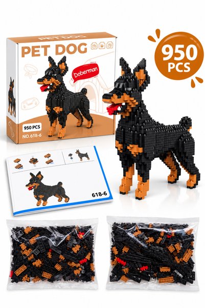 craftivio Doberman Dog Micro Block Building Set, 950 Pieces, Ages 14+, 3D Figure