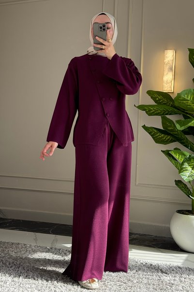 Suede Style 44457 Κομψό, Άνετο, Μαλακό Σετ Γυναικείο Τοπ και Παντελόνι από Ύφ...