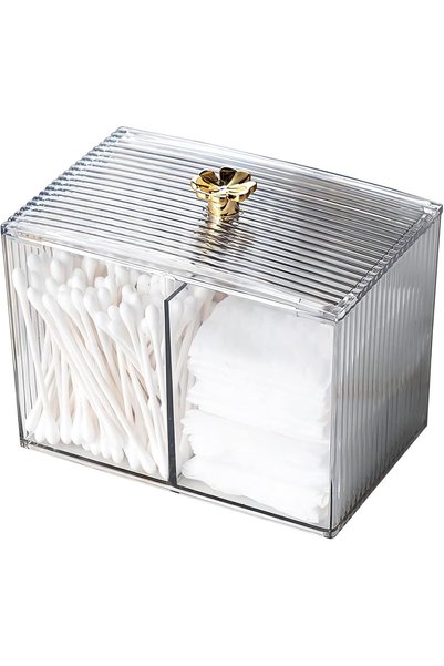 Yelajoy Cotton Swab Holder, Qtip Dispenser and Bathroom Storage Canister, Cle...