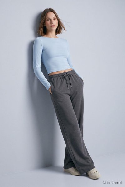 Rays Pants with Pockets and Wide Legs 3077A Charcoal Grey