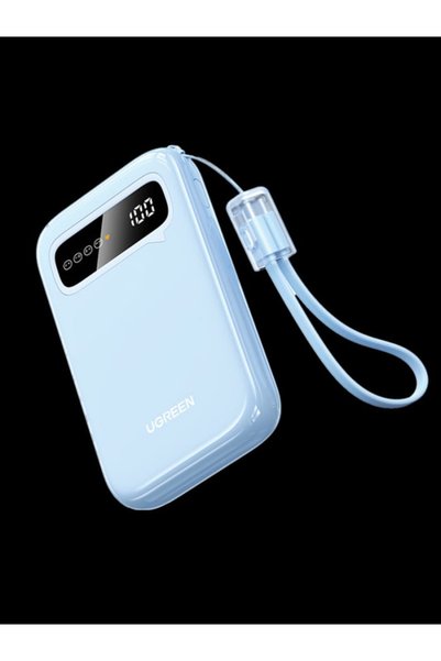 Generic Brand شاحن متنقل يوجرين بسلك شاحن مدمج وبمنفذ USB-C ومنفذ USB بسعة 10...