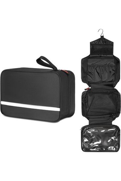 Yelajoy 4-Tier Black Travel Toiletry Bag, Durable Quality Large Hanging Organ...