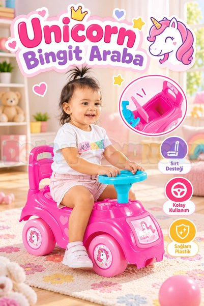Doğan Oyuncak Dünyası Dolu 2522 Unicorn Bingit Araba - Pedalsız İlk Sürüş Oyu...