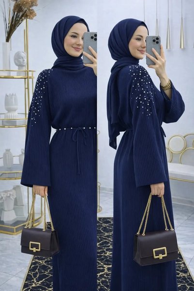MY QILAM Women's Off-the-Shoulder Long Knit Dress, 135 cm, Standard Size, Fit...