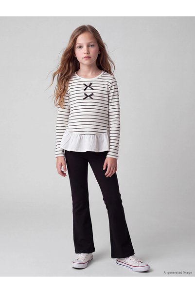 LC Waikiki Lcw Kids Black Crew Neck Girls' Set