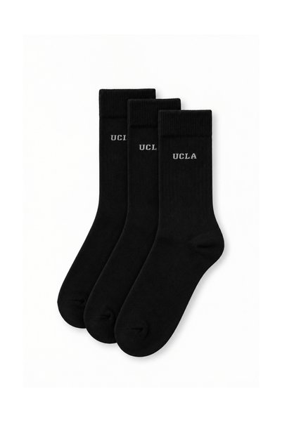 UCLA SILVIUS 3'Lü Siyah Uzun Pamuklu Jakarlı Standard Fit Unisex Çorap