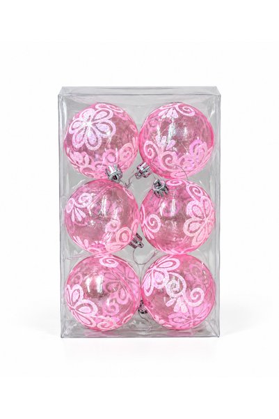 Cansüs Can Süs 2-Piece Set of 12 Pink and Blue Floral Print Christmas Tree Or...