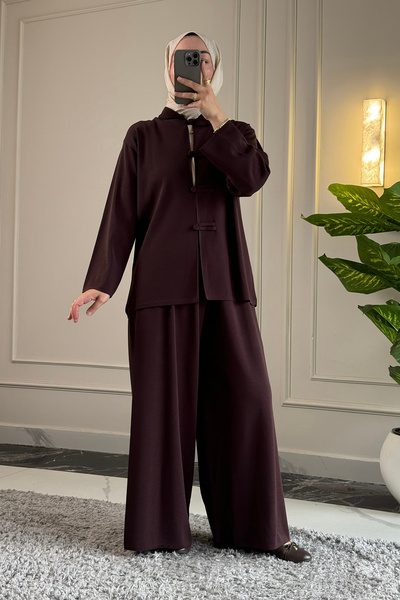 Suede Style 44463 - طقم نسائي أنيق ومريح، مصنوع من قماش المودال الناعم، بتصمي...