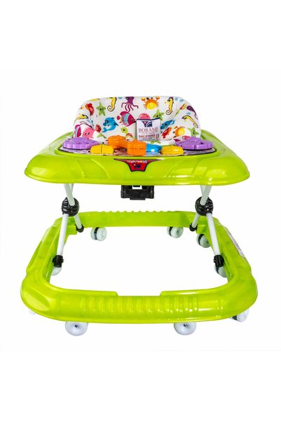 FOXMAG24 Baby walker, adjustable seat, swivel wheels, beige