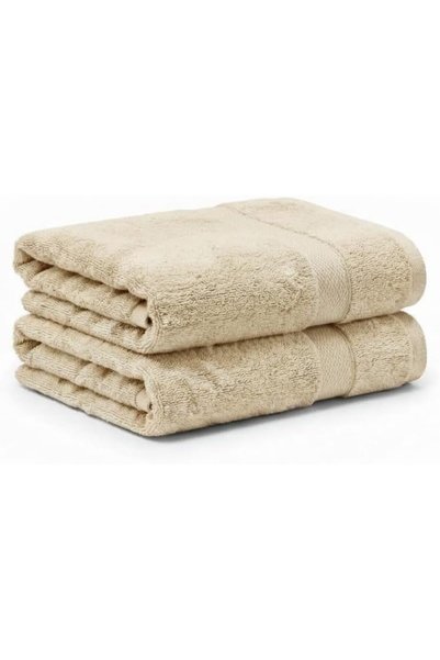 EBREEZZ Lounge Towels, Set of 2, 650 GSM, 100% Cotton Biege color