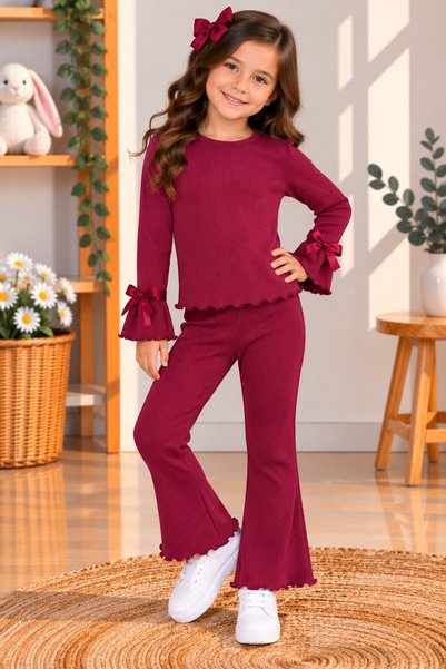 kaşkorse fitilli örme kız çocuk takım