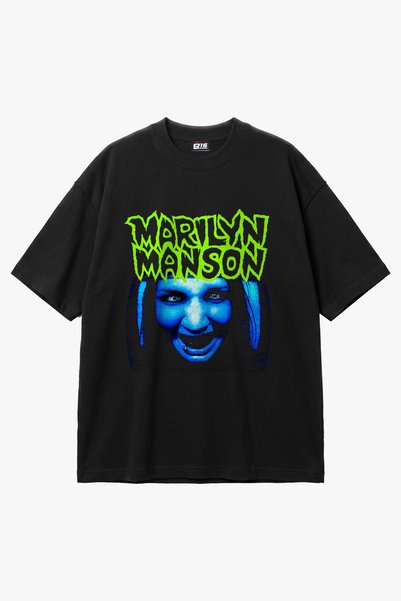 Sekizbiraltı M. Manson Printed Black Oversized Unisex T-Shirt