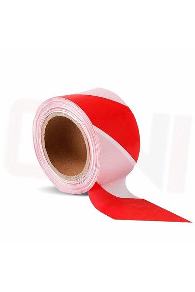 GINI Hazard Warning Tape 48mm x 25 Yards Red & White Adhesive Safety Tape for...