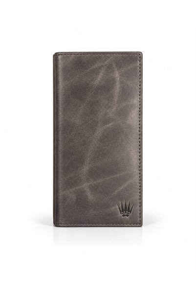 WATCHOFROYAL Paris Crazy Gray Genuine Leather Phone Wallet