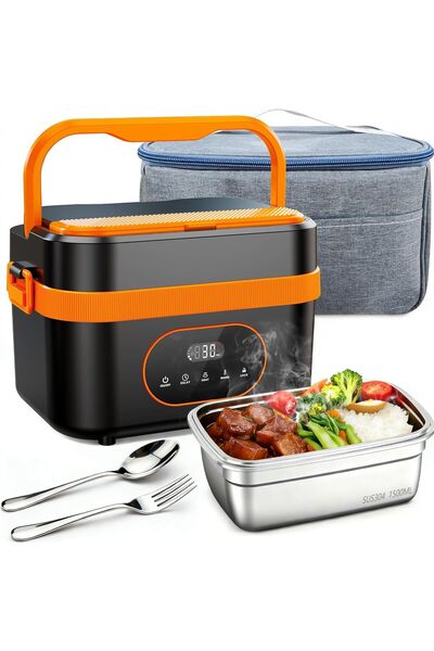 ANGJU Cordless Electric Lunch Box, 1.5L Large Capacity & Graphene Rapid Heati...