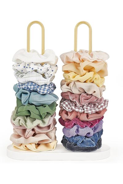 Dahey Scrunchie Holder Hair Tie Organizer Stand 2 Tier Modern Metal Hair Acce...