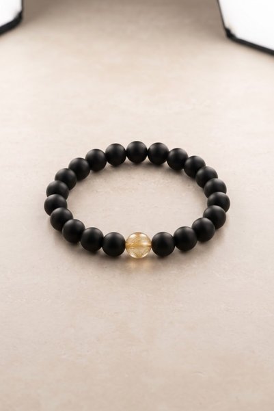 ÖZGÜR TAKI Onyx and Citrine Natural Stone Bracelet