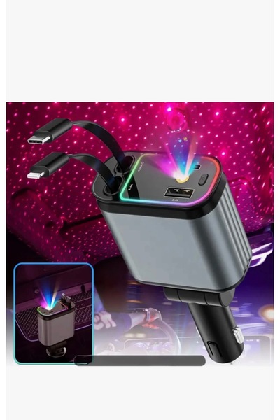 Lerfeii 66w hızlı araç şarj cihazı geri çekilebilir kablolu Type-c lightning ...