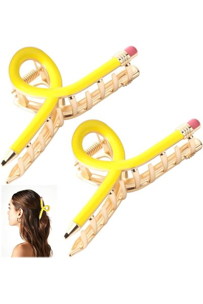 SYOSI Pencil Hair Clips, Jaw Claw Fashion Teacher Accessories, Strong Hold Me...