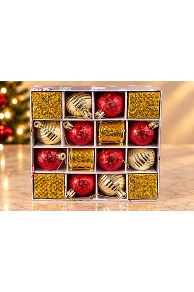 myhomehediyelik Red and Gold Gift Set and Christmas Tree Ornament Set with Ba...