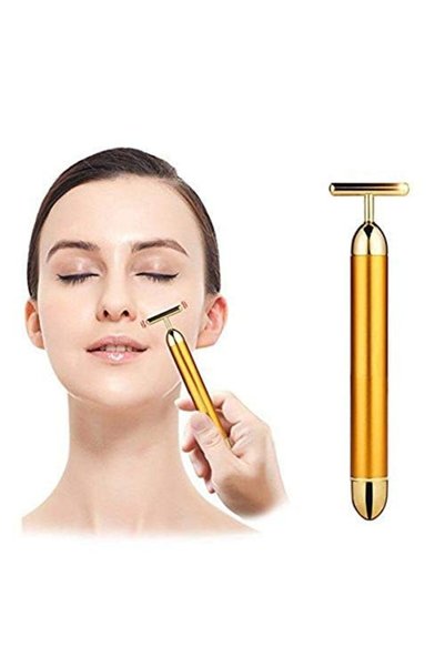 Wazdorf 24k Gold Energy Beauty Bar Electric Vibration Facial Massage V shape ...