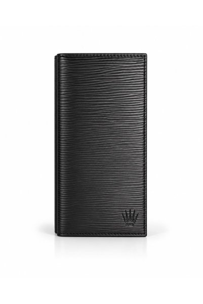 WATCHOFROYAL Paris Line Black Genuine Leather Phone Wallet