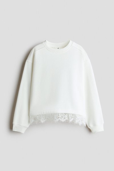 H&M Dantel Şeritli Sweatshirt