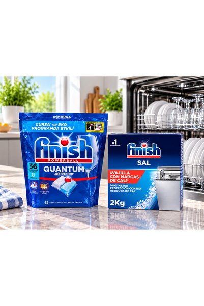 Finish Dishwasher Finch Set - 36 Quantum Tablets + 2 kg Salt