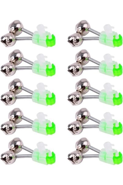 GENERAL 10 Pcs Green Fishing Rod Bells Double Bell Galvanized Fish Bite Alarm...